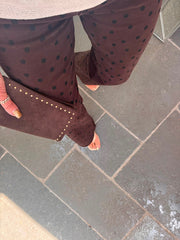 Chocolate Polka Dot Wide Leg Jeans