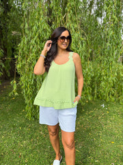 Lime Bubble Cotton Crochet Strap Vest Penny