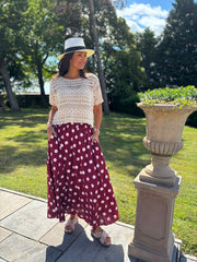Wine Polka Dot Skirt Amy