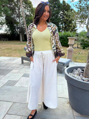 Stone Wide Leg Pull on Silvia Trousers