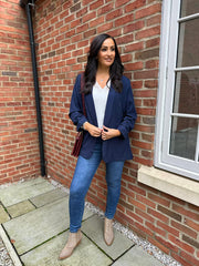 Navy Pinstripe Take You Anywhere Jacket