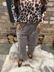 Mocha Velour Barrel Leg Trousers Jaiya