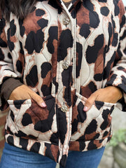 Chocolate Leopard Quilted Coat Adele