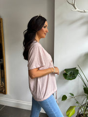 Pink Textured Sequin Flower Tee Fiona