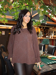 Chocolate Diamante Flower Top Kinsley