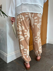 Camel Coastal Print Hareem Trousers