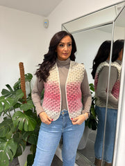 Pink Ombre Knitted Stripe Gilet