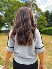Grey Blanket Stitch Knit Rachel