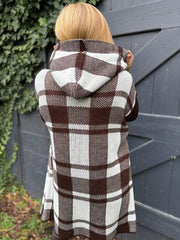 Chocolate Check Hooded Cardigan Taylor