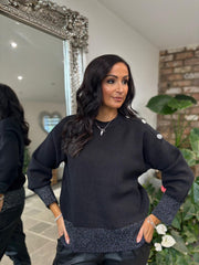 Black Embellished Shoulder Knit Maddie