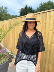 Black Shimmer Loose Knit Giana