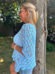 Blue Abstract Pattern Knit Tori