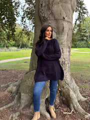 Navy Wave Detail Knit Darcie