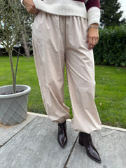Stone Pull on Cuffed Trousers Raven