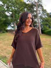 Chocolate Reverse Seam Knit Georgina