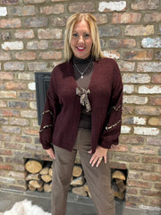 Wine Leopard Tie Cardi Elsa