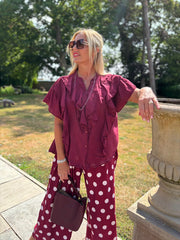 Wine Ruffle Top Mackenzie