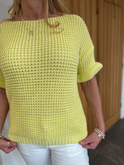 Lemon Ruffle Short Sleeve Knit Tasha