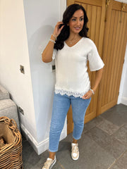 Stone Lace Hem Soft Knit Lara