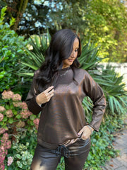 Chocolate Metallic Sweat Top India