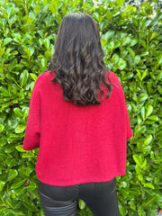 Wine Reverse Seam Round Neck Diana