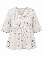 Stone Paisley Bubble Cotton Top Quinley