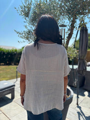 Stone Linen Button Top Taylor