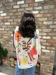 Cream Floral Songbird Print Shirt Aubree