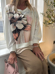 White Floral Layered Sweatshirt Jenny