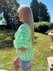 Aqua Puff Sleeve Striped Top Erin