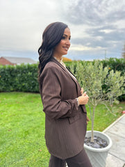 Chocolate Pinstripe Take You Anywhere Jacket