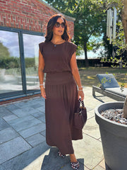 Chocolate Top & Skirt Set Daniella