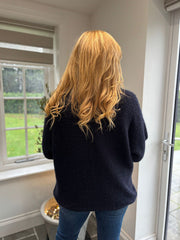 Navy Roll Neck Shimmer Knit Susan