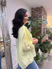 Lemon Fringed Button Sleeve Shirt Tanya