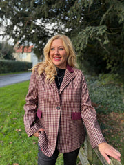 Wine Checked Blazer Sara