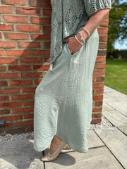 Khaki Wide Leg Pull on Silvia Trousers
