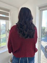 Wine Knitted Tie Front Jumper Libby