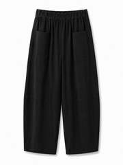 Black Barrel Leg Pocket Front Trousers