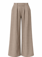 Mocha Tailored Wide Leg Pleat Trousers