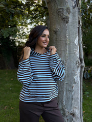 Blue Striped Hoodie Ella