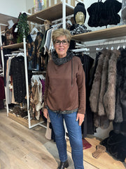 Chocolate Textured Trim Sweat Top Iris