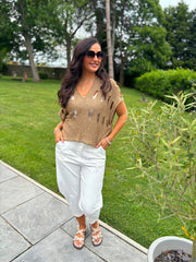 Bronze Distressed Metallic Knit Bianca