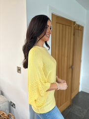 Butter Yellow Textured Batwing Knit Orla