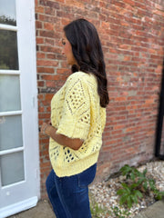 Butter Yellow Cosy Diamond Knit Sofia