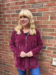 Wine Chenille Zip Hoodie Carrie