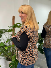 Camel Belted Leopard Sleeveless Cardi Jade