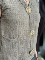 Dark Mocha Textured Sleeveless Top Corrina