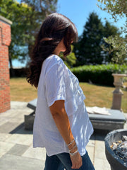 White Linen Button Top Taylor