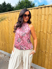 Pink Paisley Halter Neck Top Jessie
