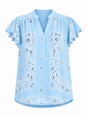 Blue Bubble Cotton Paisley Top Sammie
